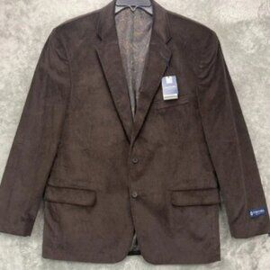 NWT Stafford Men's Corduroy Blazer Size 46L Brown Classic Fit Cotton